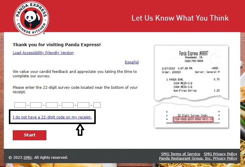 Panda Express Survey Without Purchase Code