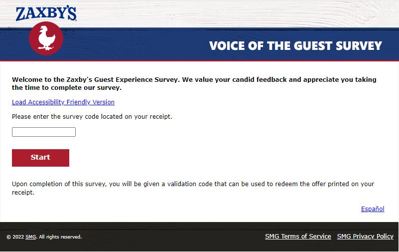 Zaxbys Guest Experience Survey